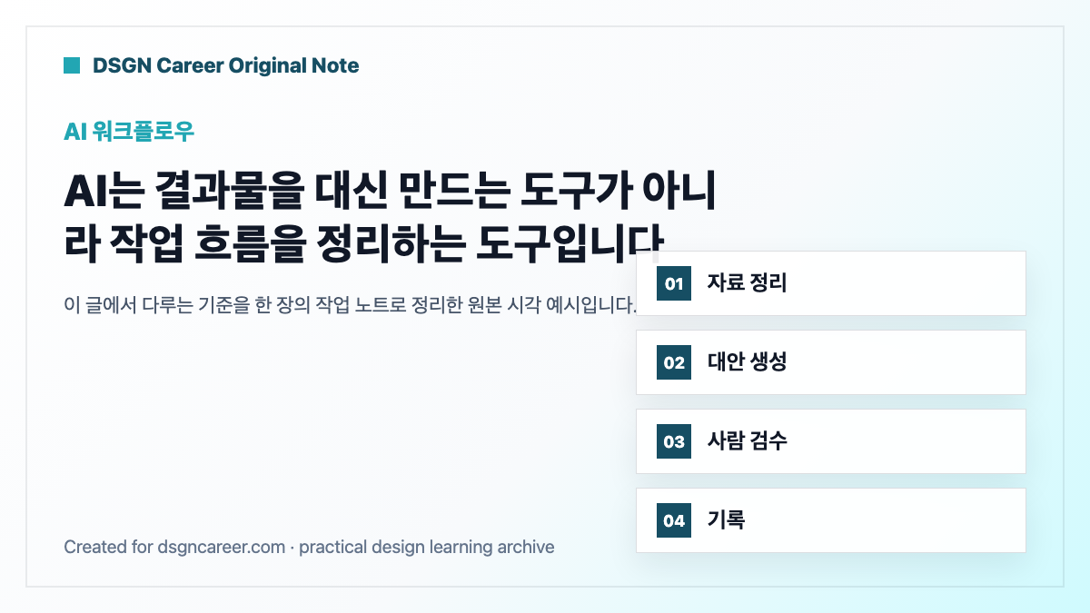 AI는 결과물을 대신 만드는 도구가 아니라 작업 흐름을 정리하는 도구입니다 대표 이미지