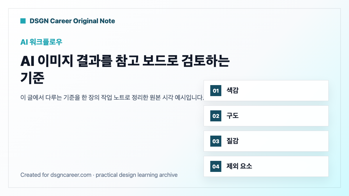 AI 이미지 결과를 참고 보드로 검토하는 기준 대표 이미지