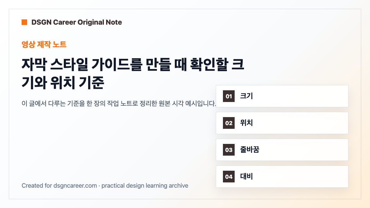 자막 스타일 가이드를 만들 때 확인할 크기와 위치 기준 작업 기준 원본 도식